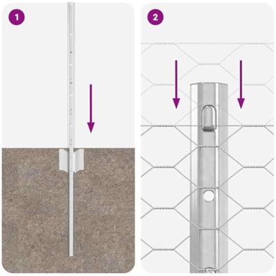 VidaXL Hek met paal zilver 0,6 x 25 m staal