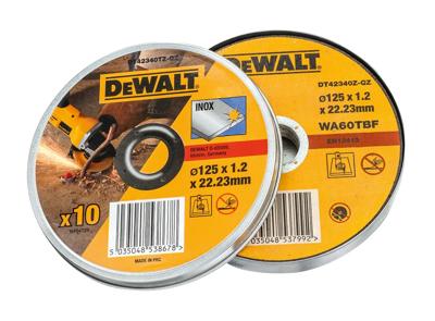 DeWalt 10x Doorslijpschijven metaal inox 125mm x 1 mm - in blik - DT42340TZ DeWalt 10x Doorslijpschijven metaal inox 125mm x 1 mm - in blik - DT42340TZ