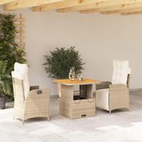3-delige Tuinset met kussens poly rattan beige - thumbnail