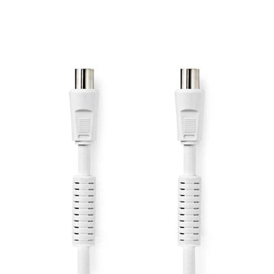 Nedis Coaxkabel | IEC (Coax) Male | IEC (Coax) Female | Vernikkeld | 120 dB | 75 Ohm | Viervoudig Afgeschermd | 15.0 m | Rond | PVC | Wit | Label -