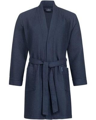 Morgenstern Morgenstern badjas Sascha Kimono wafelstof kort 100cm Navy Blue M