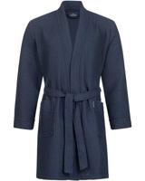 Morgenstern Morgenstern badjas Sascha Kimono wafelstof kort 100cm Navy Blue M - thumbnail