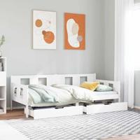 Slaapbank met lades 90x200 cm massief grenenhout wit - thumbnail