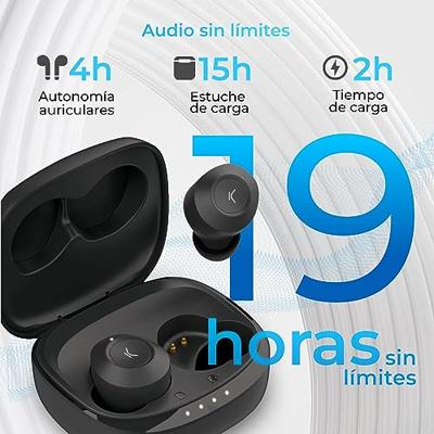 KSIX Oblivion Draadloze Bluetooth-hoofdtelefoon, HD-microfoon voor oproepen, waterdicht, spraakassistent, 19 uur batterijduur, True Wireless Stereo, Touch-bediening, zwart