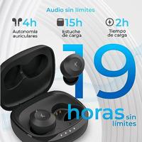 KSIX Oblivion Draadloze Bluetooth-hoofdtelefoon, HD-microfoon voor oproepen, waterdicht, spraakassistent, 19 uur batterijduur, True Wireless Stereo, Touch-bediening, zwart - thumbnail