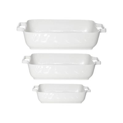 Set Van 3x Stuks Witte Ovenschalen/serveerschalen 17 X 17 Cm/24 X 19 Cm/29 X 23 Cm - Ovenschalen