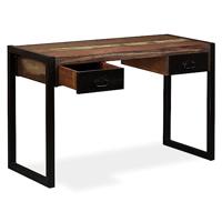 Bureau met 2 lades 120x50x76 cm massief gerecycled hout - thumbnail