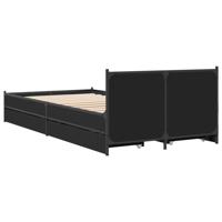 Bedframe met lades bewerkt hout zwart 75x190 cm - thumbnail