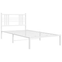 Bedframe met hoofdbord metaal wit 90x200 cm - thumbnail