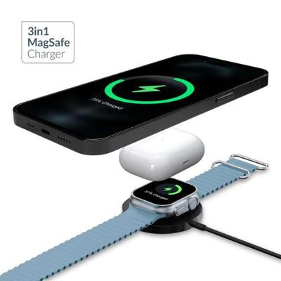 Mobilize 3in1 Magnetic Wireless Charger MagSafe Compatible 15W Black