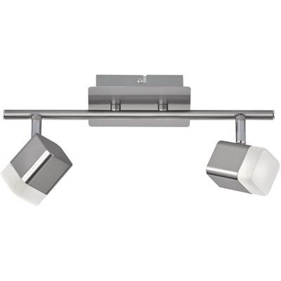 LED Plafondspot 8W - Warm Wit 3000K - 2-lichts Rechthoek - Mat Nikkel