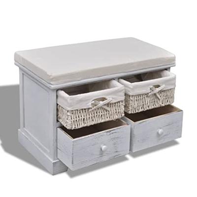VidaXL Opbergbank 62x33x42 cm paulowniahout wit