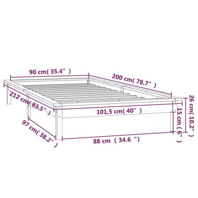 Bedframe LED massief hout honingbruin 100x200 cm - thumbnail