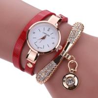 Mode vrouwen casual armband lederen band horloge (rood) - thumbnail