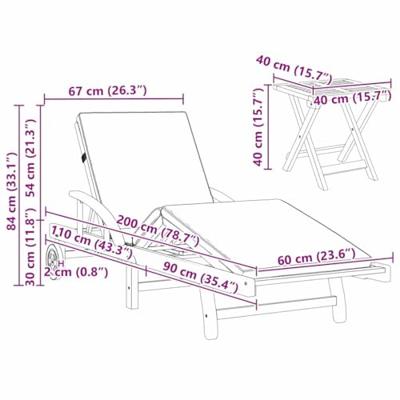 Ligstoel 1-persoon 2 pcs Rood 40 x 40 x 40cm Massief acaciahout