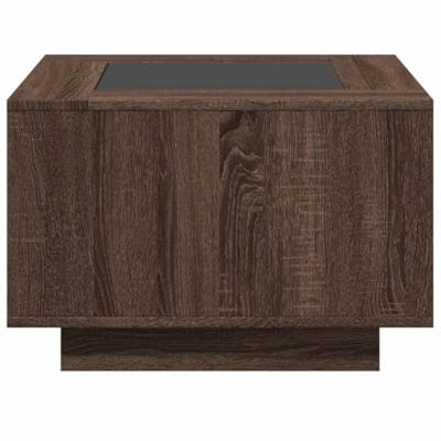 Salontafel met LED 60x60x40 cm bewerkt hout bruin eikenkleurig