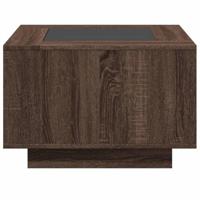 Salontafel met LED 60x60x40 cm bewerkt hout bruin eikenkleurig - thumbnail