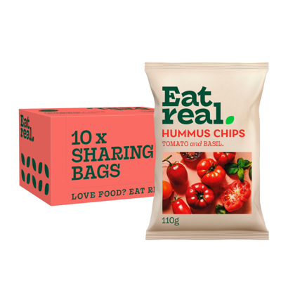 Eat Real tomato & basil hummus chips (10x 110gr) (bol)