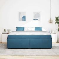 Bedframe met matras Donkerblauw 200 x 200 cm Fluweel - thumbnail