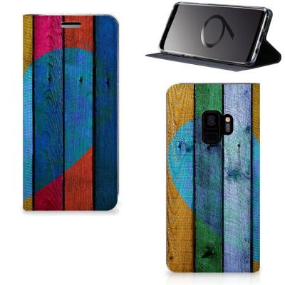 Samsung Galaxy S9 Book | Wallet Case | Wood Heart - Cadeau voor je Vriend
