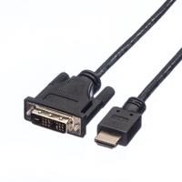 ROLINE Monitorkabel DVI (18+1) - HDMI, M/M, zwart, 1,5 m - thumbnail