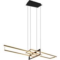 LED Hanglamp - Trion Salana - 34W - Warm Wit 3000K - Dimbaar - Rechthoek - Mat Zwart/Goud - Aluminium - thumbnail
