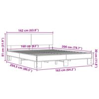 Bedframe bewerkt hout metaal grijs sonoma eiken 160x200 cm - thumbnail