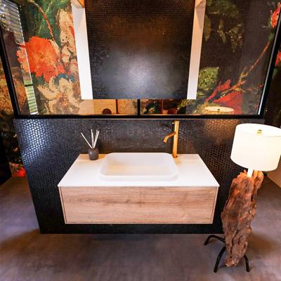 Badkamermeubelset Mondiaz Erin 100 cm met 1 Lade met RIDGE Wastafel Midden Talc met 1 kraangat Greeploos Mat Washed Oak Badkamermeubelset Mondiaz Erin 100 cm met 1 Lade met RIDGE Wastafel Midden Talc met 1 kraangat Greeploos Mat Washed Oak