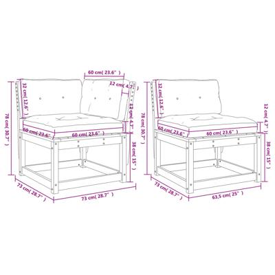 5-delige Loungeset met kussens massief grenenhout - thumbnail