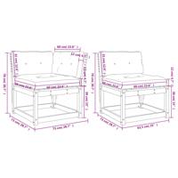 6-delige Loungeset met kussens massief grenenhout wasbruin - thumbnail