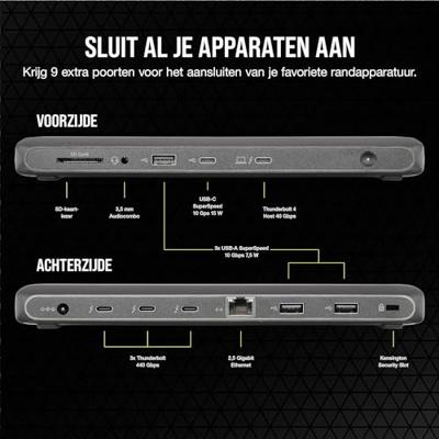Corsair TBT200 Thunderbolt 4 Dock dockingstation Corsair TBT200 Thunderbolt 4 Dock dockingstation