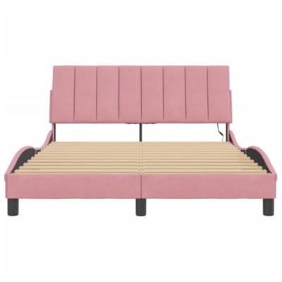 Bedframe met LED-verlichting fluweel roze 140x190 cm