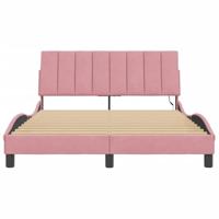 Bedframe met LED-verlichting fluweel roze 140x190 cm - thumbnail