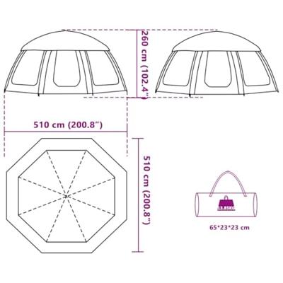 Zwembadtent uitneembare buiten- gaaswanden 510x510 cm zeegroen