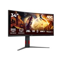 AOC Gaming CU34G4Z - 34 inch WQHD Curved Monitor, 240 Hz, FreeSync Prem., HDR400 (3440 x 1440, 1ms GtG, 2x HDMI 2.1, 1x DisplayPort 1.4, USB-hub) zwart-rood - thumbnail