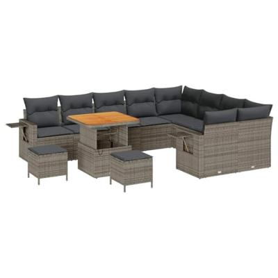 Tuinbankenset 12 pcs Grijs poly rattan