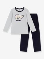 Kinderpyjama in fluweel / velours PETIT BATEAU grijs - thumbnail