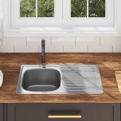 Gootsteen met afvoer en zwanenhals 75 x 40 x 15 cm roestvrij staal