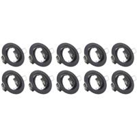 Spot Armatuur 10 Pack - Trion - GU10 Inbouwspot - Rond - Zwart - Aluminium - Kantelbaar Ø83mm - thumbnail