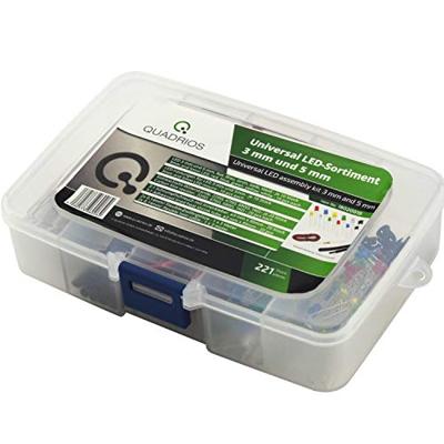 Quadrios LED-assortiment Rood, Groen, Geel, Blauw, Koud-wit 3 mm, 5 mm 20 mA 2.0 V