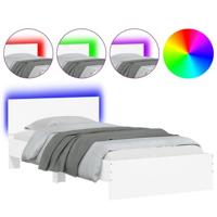 Bedframe met hoofdbord en LED-verlichting wit 100x200 cm - thumbnail