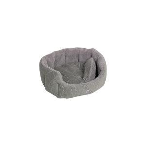 Nobby Gestoffeerd bed, ovaal, pluche, met omkeerbaar kussen, 66 x 57 x 22 cm, grijs