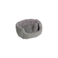 Nobby Gestoffeerd bed, ovaal, pluche, met omkeerbaar kussen, 66 x 57 x 22 cm, grijs - thumbnail