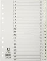 Q-CONNECT tabbladen, A4, PP, 11-gaatsperforatie, met indexblad, set van 1-20, wit - thumbnail