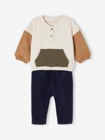 Babyset fleece sweater + fluwelen broek vanille - thumbnail