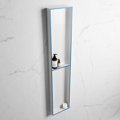 MONDIAZ EASY Nis 89,5x29,5cm in solid surface kleur Jeans | Talc. 2 vakken geschikt voor in- of opbouw