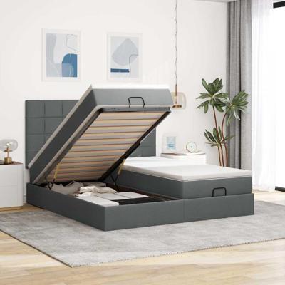 Ottoman bed met matrassen 160x200cm stof donkergrijs