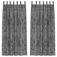VidaXL Velvet gordijnen met gordijnen 2 pcs grijs 260 x 140 cm fluweel - thumbnail