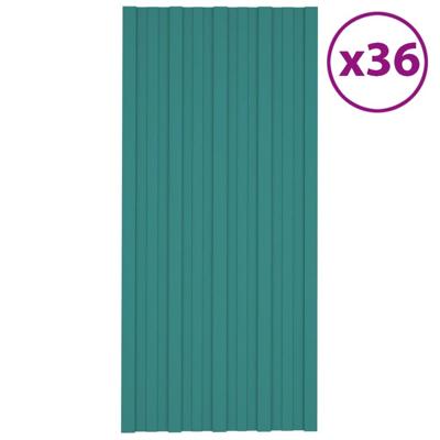 Dakpanelen 36 st 100x45 cm gegalvaniseerd staal groen