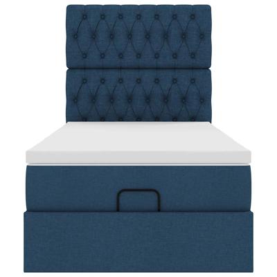 Ottoman bed met matras en LED's 90x190cm stof blauw